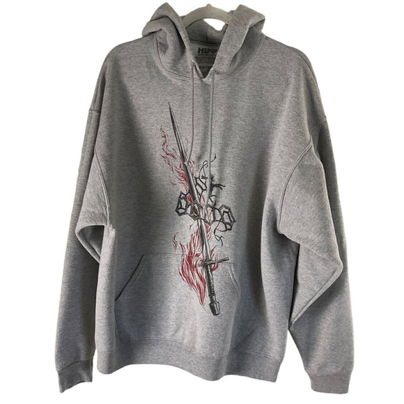Game of Thrones Loot Crate DX Hoodie XL Grey Sword and Flame Night is Dark HBO - Picture 1 of 10